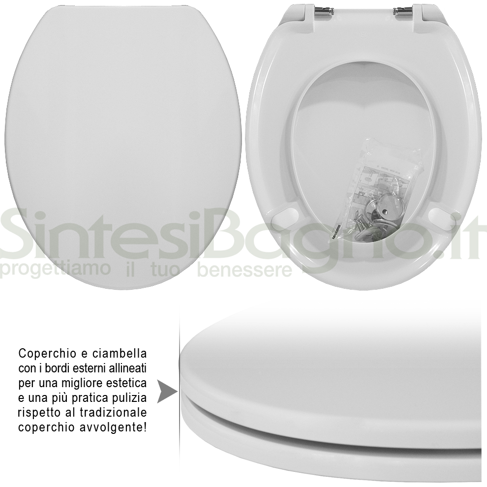 Copriwater DEDICATO vaso AZZURRA serie CULT serie PLUS | Cerniere acciaio inox rallentate / Soft Close