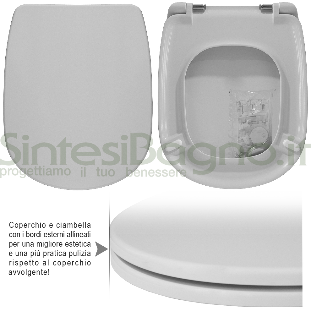 Copriwater DEDICATO vaso POZZI GINORI serie CURVA serie PLUS | Cerniere acciaio inox rallentate / Soft Close